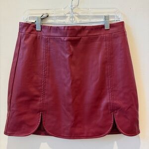 Elegant Burgundy Leather Skirt